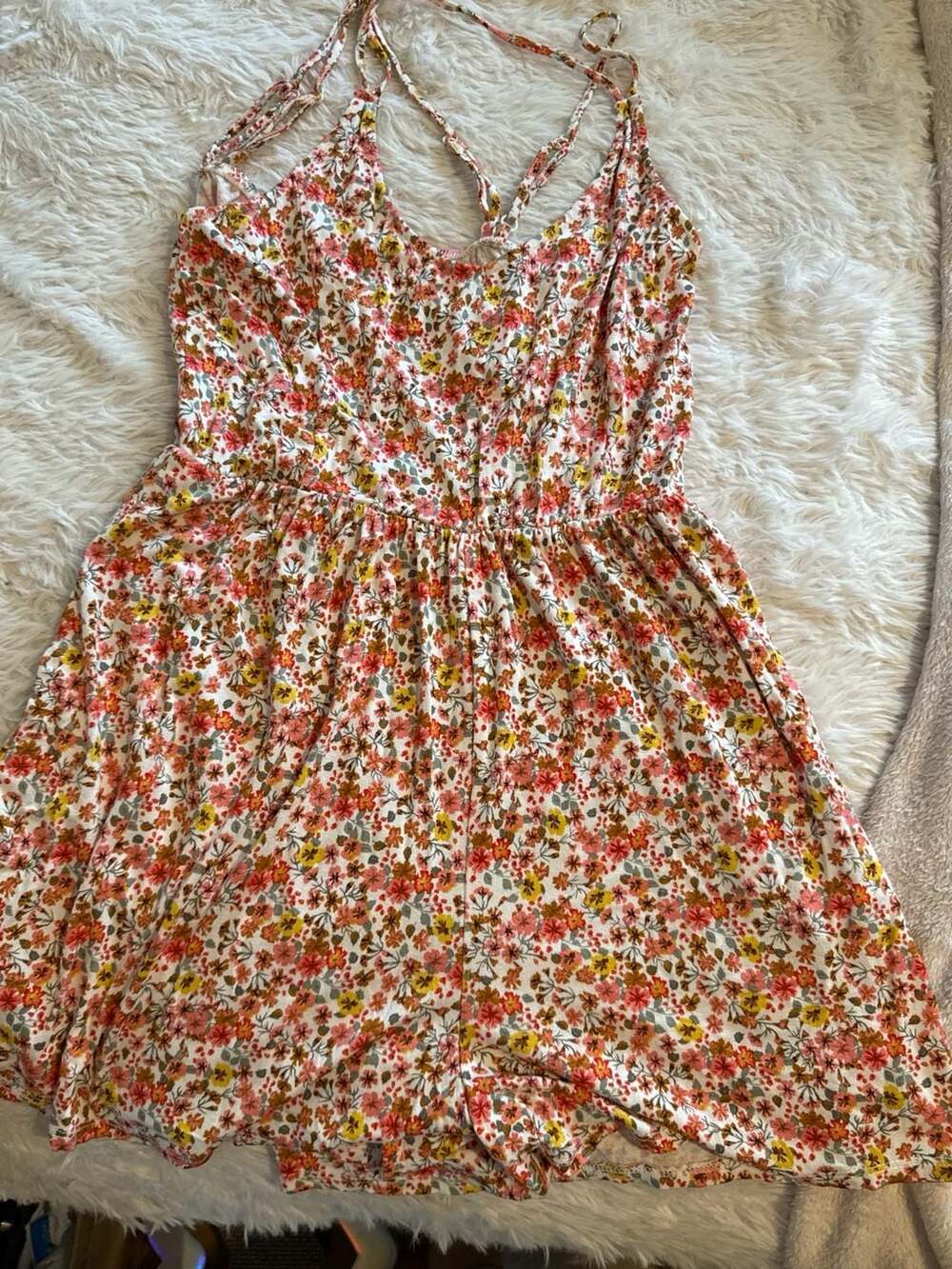 Ultra Flirt Floral Romper Size L Strappy Backless Mini